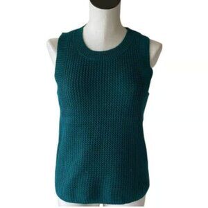 NWT! Anthropologie Quinn Textured Knit Cotton Sleeveless Sweater Turquoise (xs)